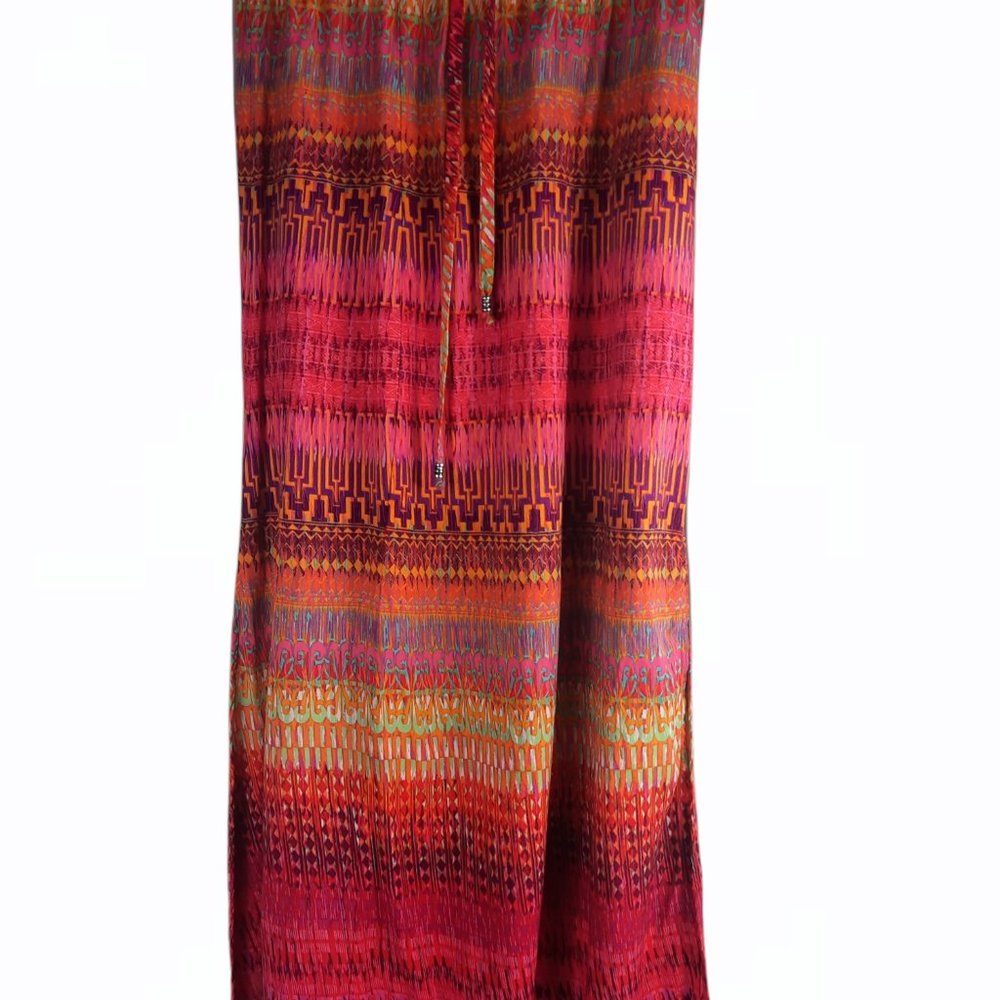 AB Studio pink peach yellow purple slit maxi skirt